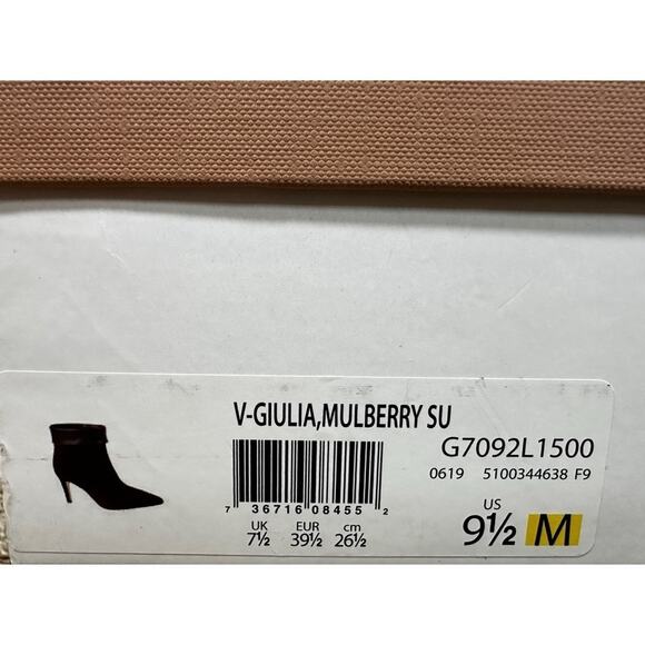 Via Spiga Giulia Suede Mulberry Maroon 9.5M Kitten Stiletto Women's Boot $295 - Picture 13 of 13